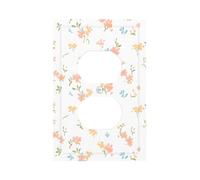 1 Gang Single Duplex Outlet Wall Plate Decorative Switchplate, Yellow and Pink Floral Fragments Light Switch Cover for Bedroom Living Room Decor