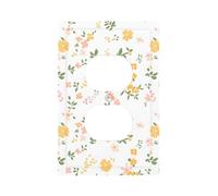 1 Gang Single Duplex Outlet Wall Plate Decorative Switchplate, Yellow Floral Fragments Light Switch Cover for Bedroom Living Room Decor