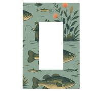 1 Gang Single GFCI Outlet Covers Decorator/Rocker Light Switch Wall Plate Big Fish Electrical Device Face Plug Plate Cover for Dimmer Receptacle USB Outlet