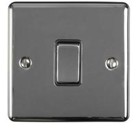 1 Gang Single INTERMEDIATE Light Switch BLACK NICKEL & Black 10A Metal Rocker