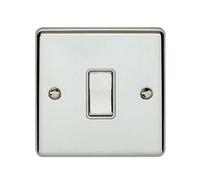 1 Gang Single INTERMEDIATE Light Switch CHROME & White 10A Metal Rocker
