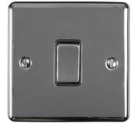 1 Gang Single INTERMEDIATE Light Switch - POLISHED BLACK NICKEL & Black Trim - 3 Way/Middle 10 Amp - Decorative Wall Plate & Solid Metal Rocker - On/Off Mains Lighting Switch