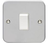 1 Gang Single Light Switch 2 Way 10A Heavy Duty Metal CLAD - White Trim & Rocker - Decorative Kitchen Living Room Bedroom Plate
