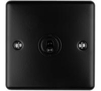 1 Gang Single Retro Toggle Light Switch MATT Black 10A 2 Way Lever Plate - Classic Vintage Style Flick Lever Wall Plate