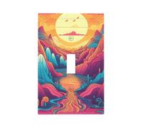 1 Gang Single Toggle Switch Wall Plate Decorative Switchplate, Abstract Painting of Mountains Rivers and The Moon Light Switch Cover for Bedroom Living Room Decor