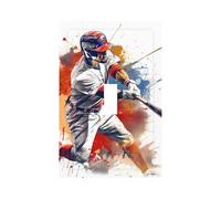 1 Gang Single Toggle Switch Wall Plate Decorative Switchplate, Baseball Player Softball Hitter Swinging Arms Print Light Switch Cover for Bedroom Living Room Decor