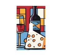 1 Gang Single Toggle Switch Wall Plate Decorative Switchplate, Cheese Red Wine Abstract Geometry Light Switch Cover for Bedroom Living Room Decor
