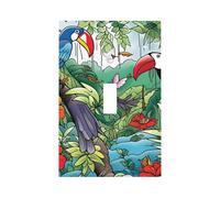 1 Gang Single Toggle Switch Wall Plate Decorative Switchplate, Cute Cartoon Parrot Toucan Light Switch Cover for Bedroom Living Room Decor