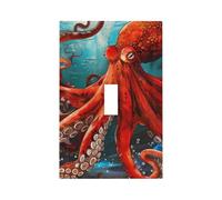 1 Gang Single Toggle Switch Wall Plate Decorative Switchplate, Ocean Animal Kraken Octopus Monster Nautical Light Switch Cover for Bedroom Living Room Decor