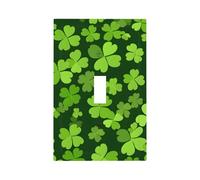 1 Gang Single Toggle Switch Wall Plate Decorative Switchplate, St. Patrick's Day Four Leaf Clover Light Switch Cover for Bedroom Living Room Decor