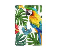 1 Gang Single Toggle Switch Wall Plate Decorative Switchplate, Tropical Bird Parrot Jungle Botanical Plant Hibiscus Palm Light Switch Cover for Bedroom Living Room Decor