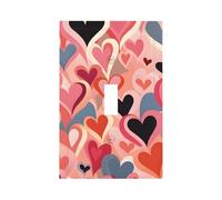 1 Gang Single Toggle Switch Wall Plate Decorative Switchplate, Valentine's Day Fluttering Black Dot Red Heart Light Switch Cover for Bedroom Living Room Decor