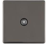 1 Gang Single TV Coaxial Aerial Socket SCREWLESS BLACK NICKEL Female Wall Plate