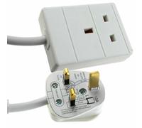 1 Gang Single Way UK 13A Mains Power Socket Extension Lead White 20m