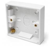 1 Gang Surface Mount Back Box Pattress Box 16mm x 85mm x 85mm White 1pcs