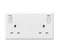 SHPELEC 1 to 2 Gang Socket Converter, Converts Single 1G Wall Socket to 2 Way, Easy Install White Faceplate, BS1363 Compliant (1)