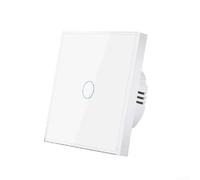 1 Gang Touch Light Switch With Tempered Glass Panel And Led Indicator For Single Live Wire Installation No Neutral Required White Color(White)