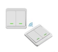 1-Gang Wireless Remote Control Switch, 433 MHz RF Wall Light Switch for LED & Energy-Saving Lamps, Single Live Wire, Flame-Retardant Plastic Panel, 86x86 mm, White(2GANG)