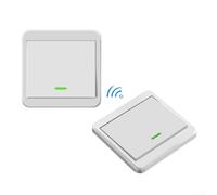 1-Gang Wireless Remote Control Switch, 433 MHz RF Wall Light Switch for LED & Energy-Saving Lamps, Single Live Wire, Flame-Retardant Plastic Panel, 86x86 mm, White(1GANG)