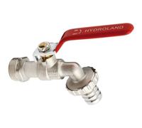 1" Garden Lever Tap Valve with Red Handle and Metal Hose Plug Outdoor Bib Tap.
