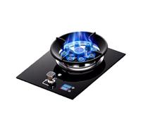 1 Gas Stove,5.2KW Clamshell Tempered Glass Copper Burner,NG/LPG Convertible Stove,Desktop/Embedded Gas Stove,with Flameout Protection and Timer(NG)