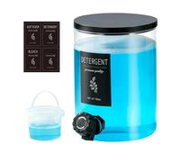 1 Glass Laundry Detergent Dispenser with Black Bamboo Lid - 120 Oz Liquid Detergent, Laundry Soap & Fabric Softener Dispenser for Laundry Room Organization and Storage with 1 Cups & 4 Labels