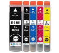 Go Inks 1 Set of 5 Ink Cartridges to replace Epson T3357 (33XL Series) Compatible/non-OEM for Epson Expression Premium Printers (5 Inks)