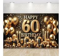 1 gold 60th birthday celebration banner, no need for power, photography props, home kitchen party supplies 210X150cm