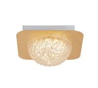 1 Gold Leaf Finish Square LED Ceiling Light With Clear Acrylic Half Sphere Shade