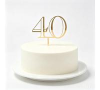 1 Gold Number 40 Cake Topper for 40th Birthday | Elegant hollow-out number 40 design, premium acrylic material, enlarged size 14.5cm x 16cm, for adult celebration cakes