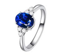 1 Gold Plated Women's Natural Blood Yellow Ring Set Elegant Jewelry for Her (Blue, 6)