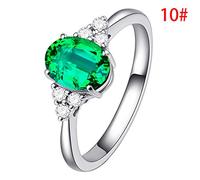 1 Gold Plated Women's Natural Blood Yellow Ring Set Elegant Jewelry for Her (Green, 10)