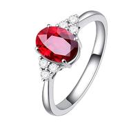 1 Gold Plated Women's Natural Blood Yellow Ring Set Elegant Jewelry for Her (Red, 6)