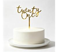 1 Gold 'Twenty One' Acrylic Cake Topper for 21st Birthday