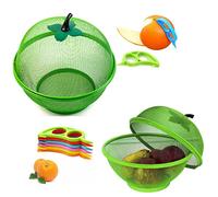 1 Green Fruit Bowl & Citrus Peeler -Handled Wicker Fruit Basket, Wicker Fruit Bowl, Wicker Bread Basket, Decorative Woven Table Piece (Green Fruit Basket)