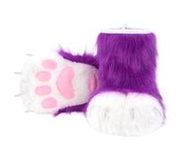 1. Halloween Animal Claw Shoes Furry Fuzzy Slippers For Cosplay Costume Adults Kids Party Accessories Halloween Cosplay Costume Accessories