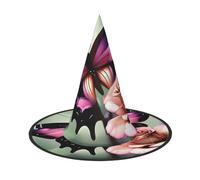 1 Halloween Hat â€“ Flower Rose Butterfly Print Witches Decor Party, Cosplay & Role Play Accessory, Festive Carnival Headband