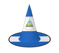 1 Halloween Witch Hat for Adults,Flag of Nicaragua Print Foldable Steeple Wizard Costume Cap, for Holiday Party Accessory