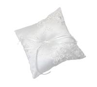 1. Handcrafted Beaded Lace Wedding Rings Pillow With Pearl Accents Fabric Holder For Bridal Ceremonies Romance Wedding Ceremony Accessory