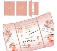 1 Happy Birthday Book Handwritten Surprise Paper Party Greeting Card Gift Pink Girl Creative DIY Party Decoration Commemorative Significance