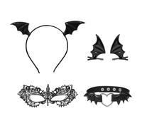 1 Headband, 1 Pair Of Hairpins, 1 Collar And 1 Eye Mask, Bat Clothing Accessories, Punk Accessories, Role-Playing Accessories.