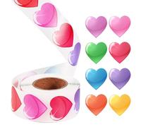 1" Heart Stickers Perforated Roll, Valentines Stickers 8 Colors Heart Shape Stickers Small Heart Stickers for Kids Envelopes Self-Adhesive Labels Incentive Stickers for Scrapbooking Wedding