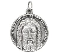 1" Holy Face of Jesus Medal | Shroud of Turin Design | IHS & A.M.D.G. Reversible Catholic Pendant | Catholic Gift (1", 3, Count)