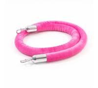 1 Hot Pink Velvet Rope with Chrome Hooks - Queue Barrier Rope for Stanchion Posts, Events, Venues & Crowd Control