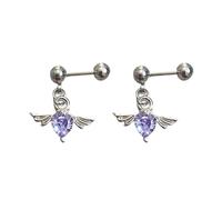1. Hypoallergenics Angel-s Wing Heart Earrings Surgical Steel Ear Studs Lightweight Everyday Jewelry Gifts Elegant Winged Heart Studs Earrings For Women