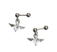 1 Hypoallergenics Angel-s Wing Heart Earrings Surgical Steel Ear Studs Lightweight Everyday Jewelry Gifts