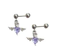1 Hypoallergenics Angel-s Wing Heart Earrings Surgical Steel Ear Studs Lightweight Everyday Jewelry Gifts