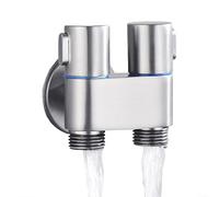1 In 2 Out Dual Control Valve, G1/2 1 In Two Out Double Control Washing Machine Faucet Toilet Triangle Valve (Silver)