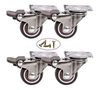 1 Inch 1.5 Inch 2 Inch Furniture Accessories Caster Universal Wheel Flat Pulley Sub Silent Wheel Bearing Castors Casters(4 Brake Casters,32mm)