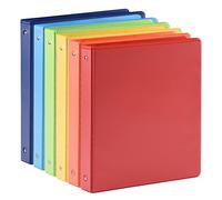 1-inch 3 Ring Binder with 2 Interior Pockets, 1'' Basic Binders Holds US Letter Size 8.5'' x 11'' Paper - Durable, Versatile Binders for Office, Home, and School Use, 6 Pack (6-Color Assorted)